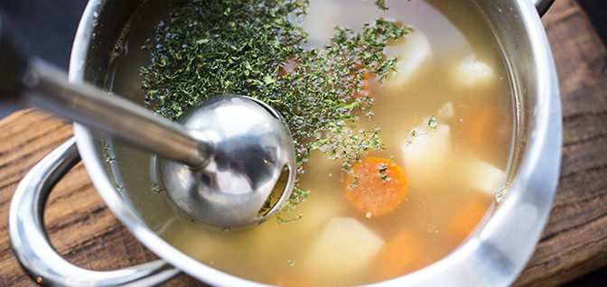 Картофельный суп-пюре с фетой в мультиварке